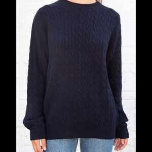 Brandy Melville Navy Crew Neck Cable Knit Sweater
